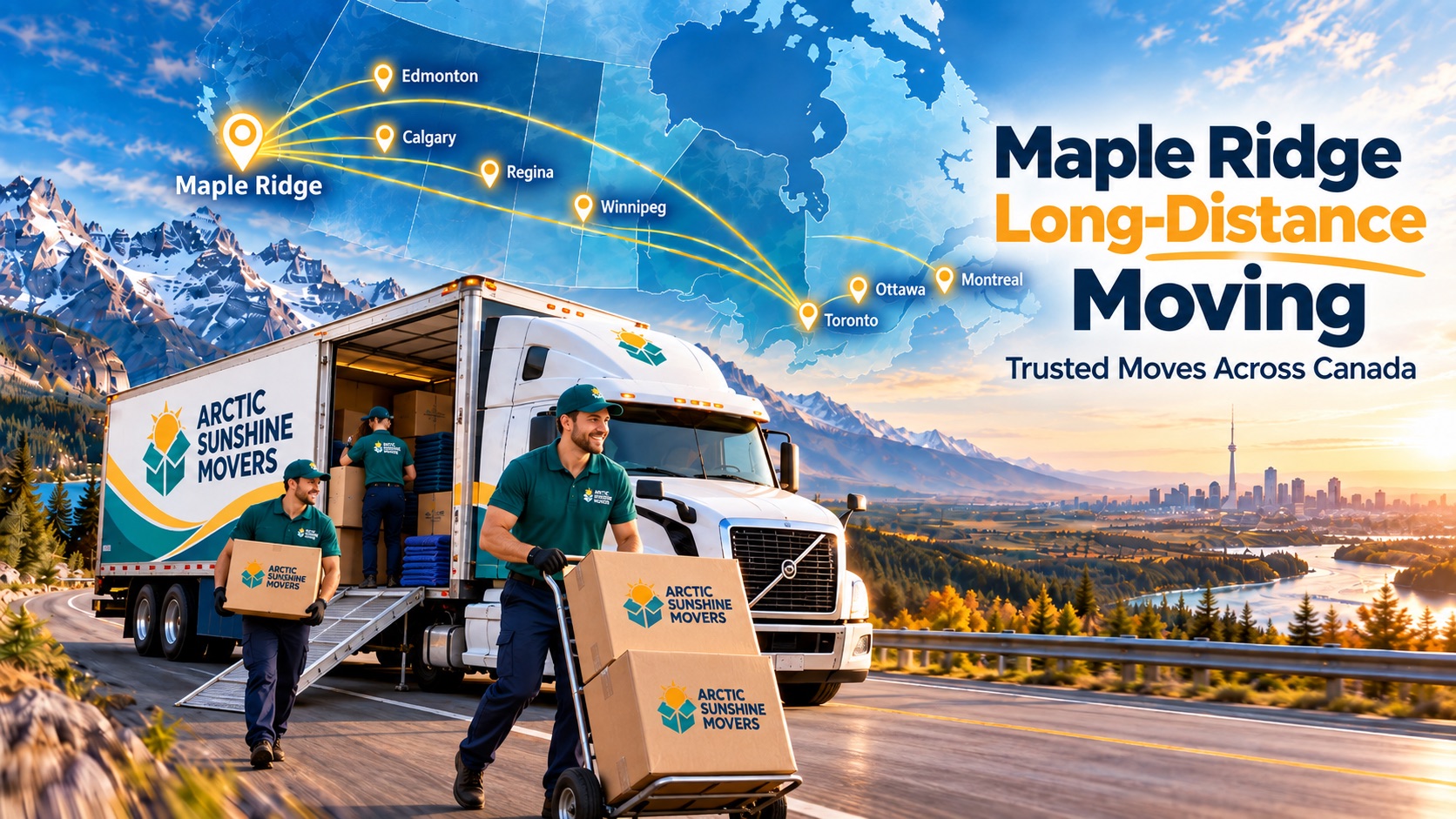 long distance moving Maple Ridge to Edmonton, Calgary, Regina, Winnipeg, Toronto, Ottawa and Montreal with Arctic Sunshine Movers