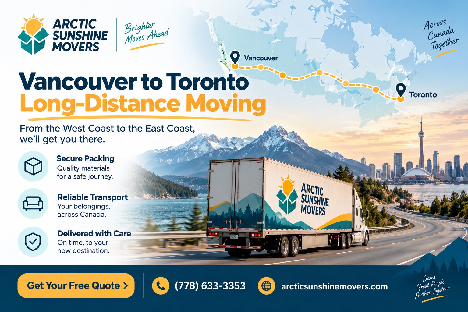 Moving from Vancouver to Toronto with Arctic Sunshine Movers, long-distance moving from the West Coast to the East Coast